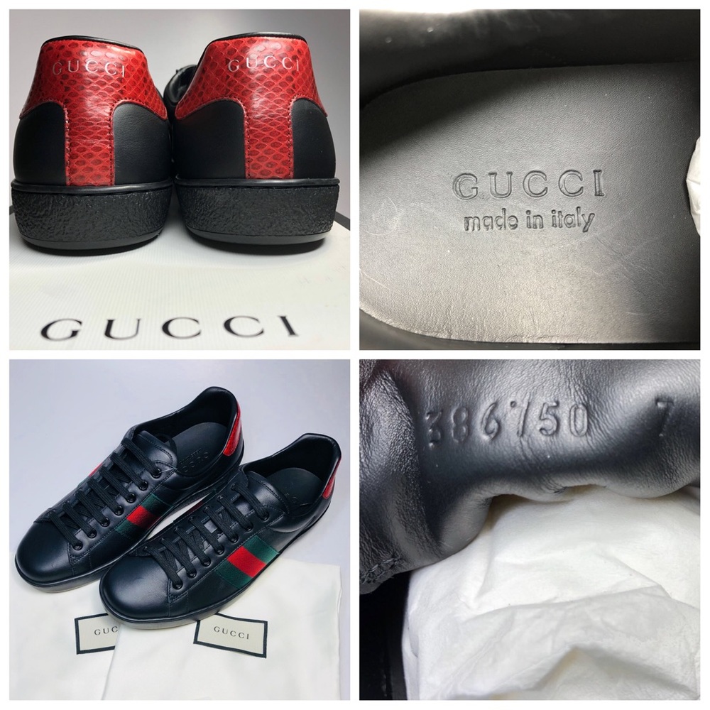 💕SOLD💕 Gucci Mens Ace Ribbon Leather Sneaker - Picture 7 of 8